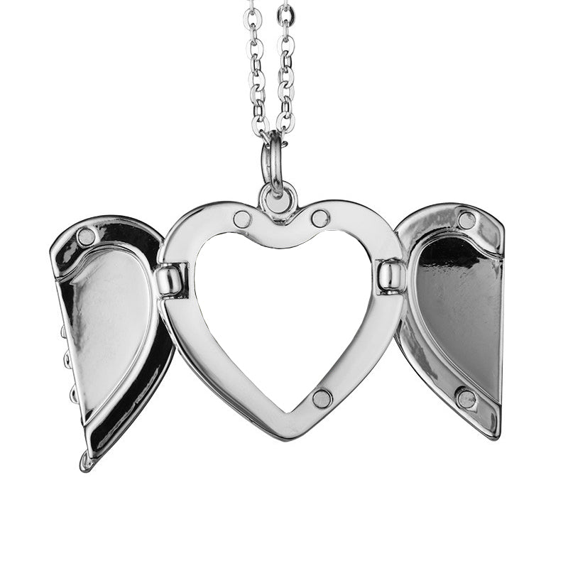 Heart Locket With Wings Sublimation Necklace