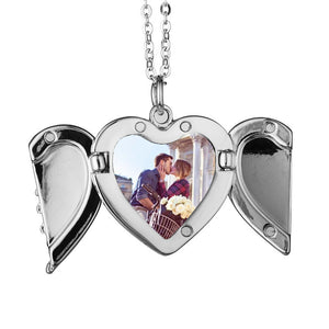 Heart Locket  With Wings Sublimation Necklace | Point Blanks LLC